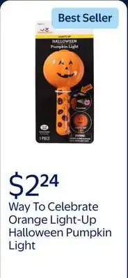 Walmart Orange Light-Up Halloween Pumpkin Light – Trick or Treat Accessory,by Way To Celebrate offer