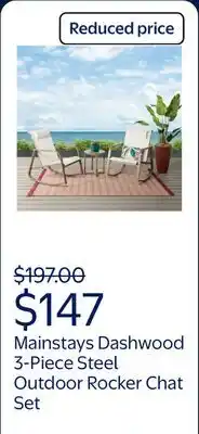 Walmart Mainstays Dashwood 3-Piece Steel Outdoor Rocker Chat Set, Cream offer
