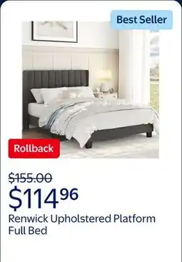 Walmart Renwick Upholstered Platform Full Bed with Wing Side, All Ages, Dark Gray offer