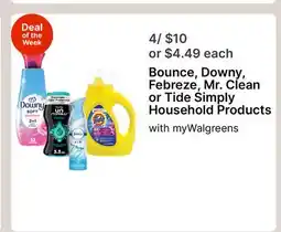 Walgreens Bounce, Downy, Febreze, Mr. Clean or Tide Simply Household Products offer