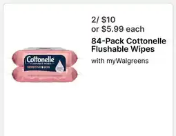 Walgreens 84-Pack Cottonelle Flushable Wipes offer