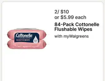 Walgreens 84-Pack Cottonelle Flushable Wipes offer