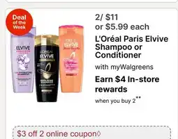 Walgreens L' Oréal Paris Elvive Shampoo or Conditioner offer
