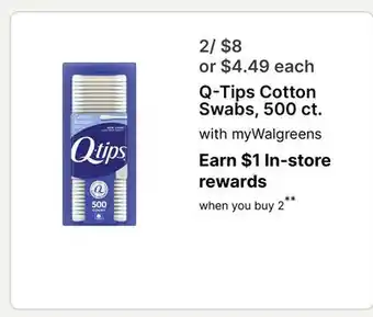 Walgreens Q-Tips Cotton Swabs offer