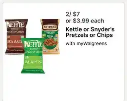 Walgreens Kettle or Snyder's Pretzels or Chips offer
