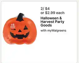 Walgreens Halloween & Harvest Party Goods offer