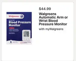 Walgreens Walgreens Automatic Arm or Wrist Blood Pressure Monitor offer