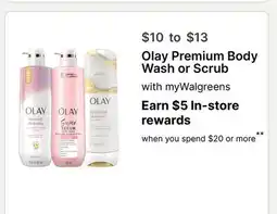 Walgreens Olay Premium Body Wash or Scrub offer