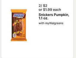 Walgreens Snickers Pumpkin, 1.1 oz offer