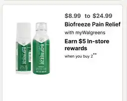 Walgreens Biofreeze Pain Relief offer