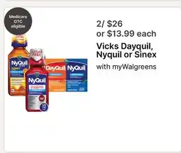 Walgreens Vicks Dayquil, Nyquil or Sinex offer