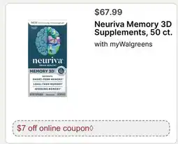 Walgreens Neuriva Memory 3D Supplements, 50 ct offer