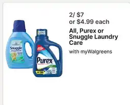 Walgreens All, Purex or Snuggle Laundry Care offer