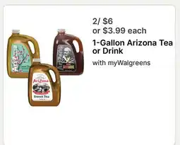 Walgreens 1-Gallon Arizona Tea or Drink offer