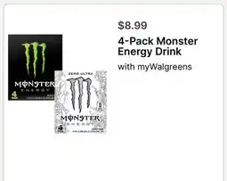 Walgreens 4 - Pack Monster Energy Drink offer