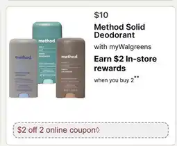 Walgreens Method Solid Deodorant offer