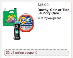 Walgreens Downy, Gain or Tide Laundry Care offer