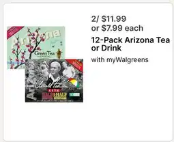 Walgreens 12-Pack Arizona Tea or Drink offer