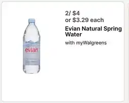 Walgreens Evian Natural Spring Water offer