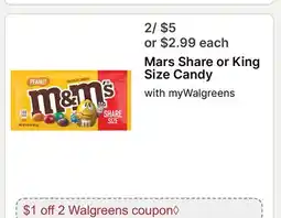 Walgreens Mars Share or King Size Candy offer