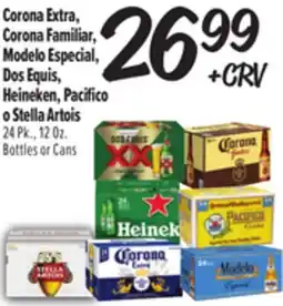 El Super Corona Extra, Corona Familiar, Modelo Especial, Dos Equis, Heineken, Pacifico o Stella Artois offer