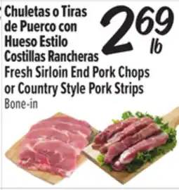 El Super Fresh Sirloin End Pork Chops or Country Style Pork Strips offer