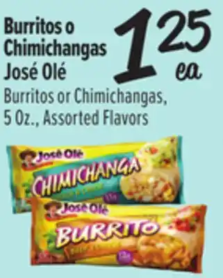 El Super José Olé Burritos or Chimichangas offer
