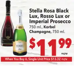 Vallarta Supermarkets Stella Rosa Black Lux, Rosso Lux or Imperial Prosecco offer