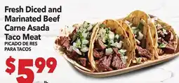 Vallarta Supermarkets Fresh Diced and Marinated Beef Carne Asada Taco Meat / PICADO DE RES PARA TACOS offer