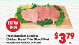 Vallarta Supermarkets Fresh Boneless Skinless Chicken Breast Thin Sliced Fillet/MILANESA DE PECHUGA DE POLLO offer