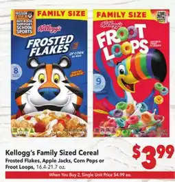 Vallarta Supermarkets Kellogg's Family Sized Cereal offer