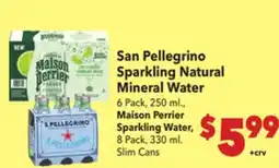 Vallarta Supermarkets San Pellegrino Sparkling Natural Mineral Water offer