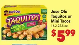 Vallarta Supermarkets Jose Ole Taquitos or Mini Tacos offer