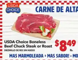 Vallarta Supermarkets USDA Choice Boneless Beef Chuck Steak or Roast/DIEZMILLO DE RES SIN HUESO offer