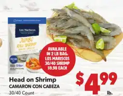 Vallarta Supermarkets Head on Shrimp/CAMARON CON CABEZA offer
