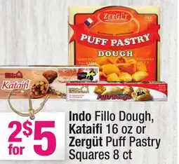Super King Markets Indo FilloDough, Kataifi 16 oz or Zergüt Puff Pastry Squares 8 ct offer
