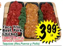 Superior Grocers Taco Trio Beef, Pork, Chicken offer