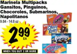 Superior Grocers Marinela Multipacks Gansitos, Pinguinos, Chocoroles, Submarinos,Napolitanos offer
