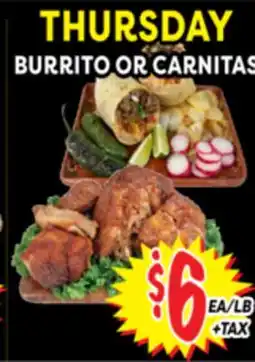 Superior Grocers BURRITO OR CARNITAS offer