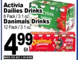 Superior Grocers Activia Dailies Drinks 8 Pack / 3.1 oz., Danimals Drinks 12 Pack / 3.1 oz offer