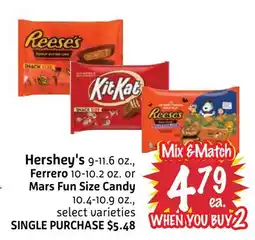 Foodmaxx Hershey's 9-11.6 oz., Ferrero 10-10.2 oz. or Mars Fun Size Candy 10.4-10.9 oz offer