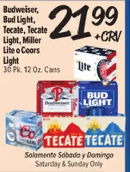 El Super Fresh Budweiser, Bud Light, Tecate, Tecate Light, Miller Lite o Coors Light offer