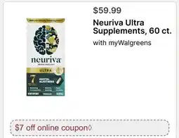 Walgreens Neuriva Ultra Supplements, with 60 ct offer