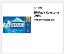 Walgreens Keystone Light 15 - Pack offer