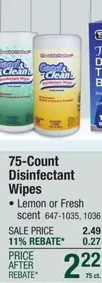 Menards 75-Count Disinfectant Wipes offer