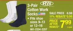 Menards 3-Pair Cotton Work Socks offer