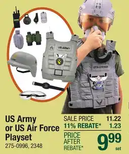 Menards US Army or US Air Force Playset offer