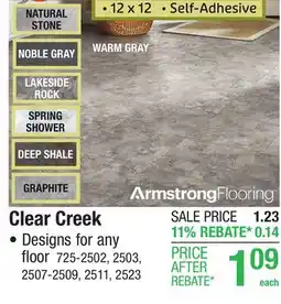 Menards Clear Creek Water Resistant Vinyl Tile offer