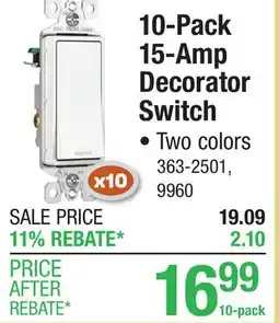 Menards 10-Pack 15-Amp Decorator Switch offer
