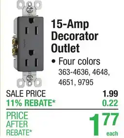 Menards 15-Amp Decorator Outlet offer